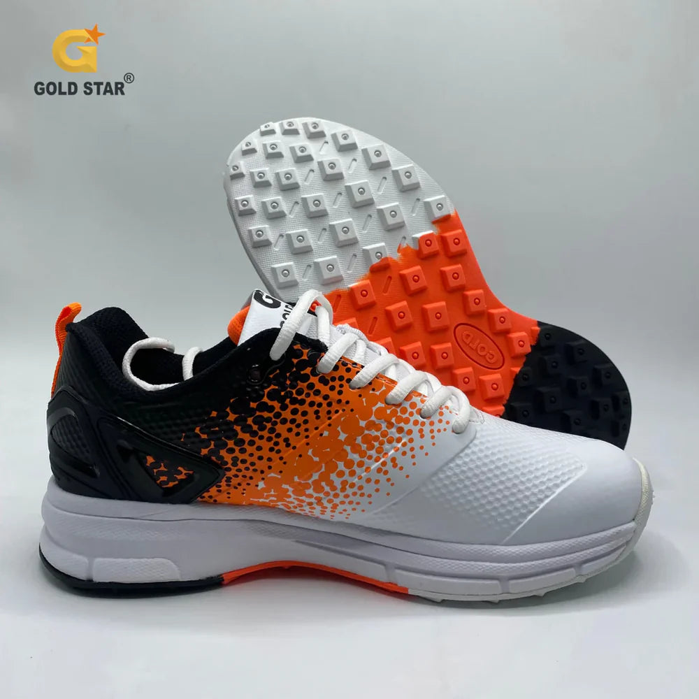 Gold Pro M18 Cricket Gripper Shoes White and Orange