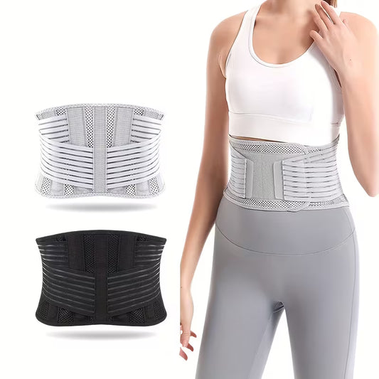 Breathable Mesh Lumbar Support Belt with Dual Adjustable Straps Lower Back Brace for Men and Women