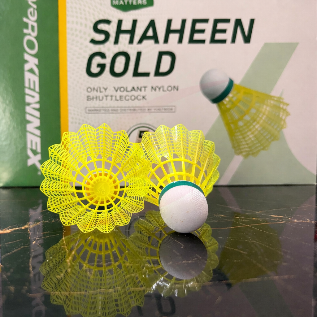 Shaheen Gold Nylon Shuttlecock – 1 Dozen (2 Tubes)