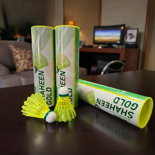 Shaheen Gold Nylon Shuttlecock – 1 Dozen (2 Tubes)