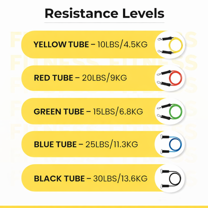 remium Resistance Bands | Visible 100 Lbs Adjustable | Full Set | Thickened Door Anchor | Soft Cushioned Handles | Ankle Straps | Carry Bag | Instruction Manual | 6 Months Warranty
