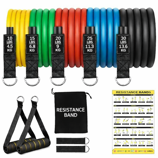 remium Resistance Bands | Visible 100 Lbs Adjustable | Full Set | Thickened Door Anchor | Soft Cushioned Handles | Ankle Straps | Carry Bag | Instruction Manual | 6 Months Warranty
