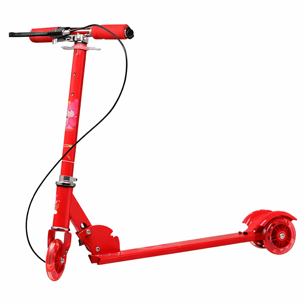 Roller Board 3 Wheel Height Adjustable Folding Skate Lighting Scooter, Foldable Outdoor Sport Ride on Cars Toys