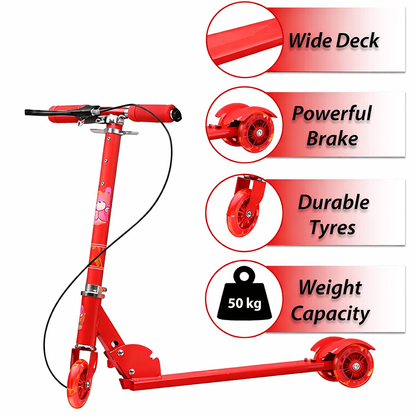Roller Board 3 Wheel Height Adjustable Folding Skate Lighting Scooter, Foldable Outdoor Sport Ride on Cars Toys