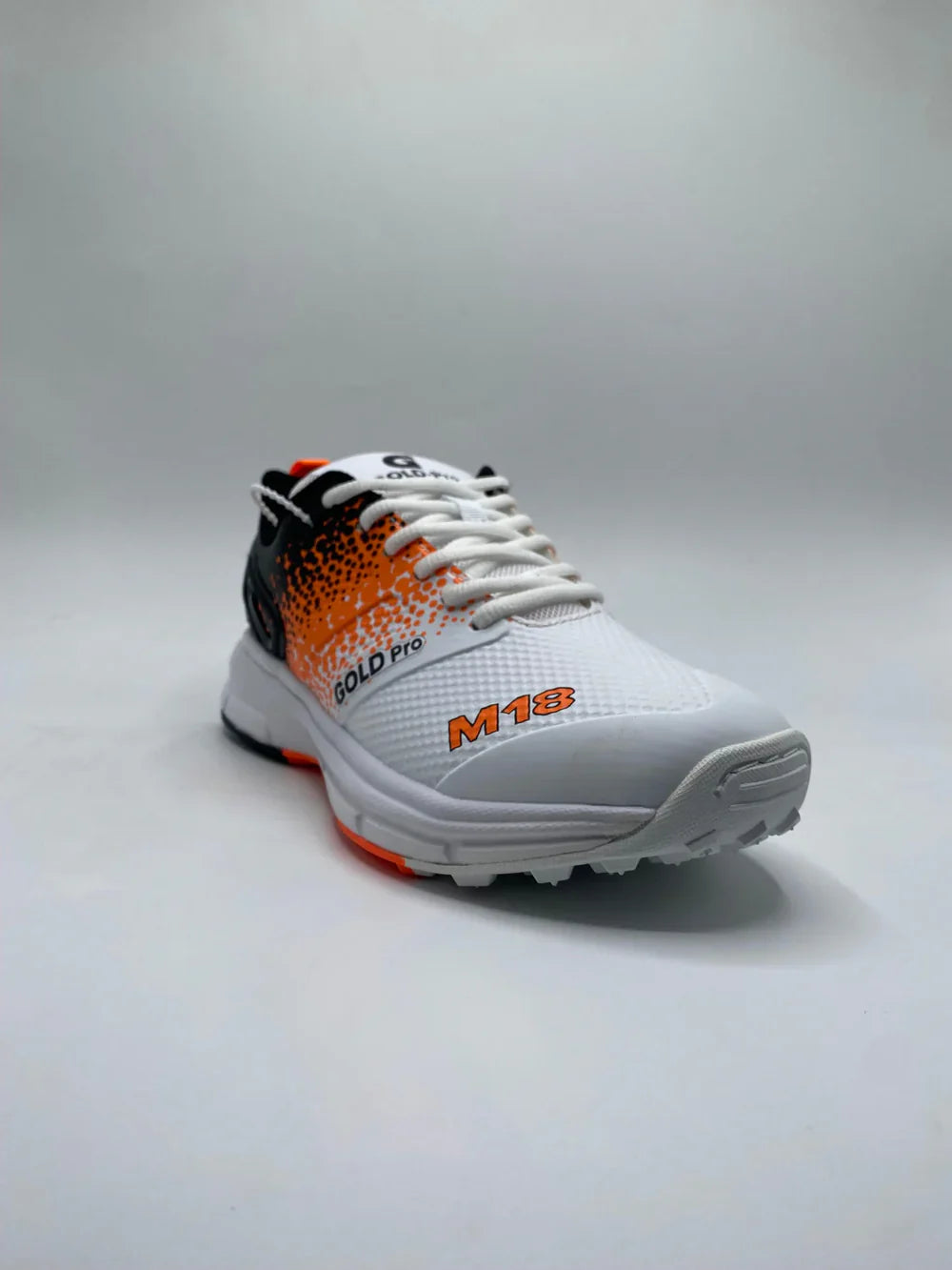 Gold Pro M18 Cricket Gripper Shoes White and Orange