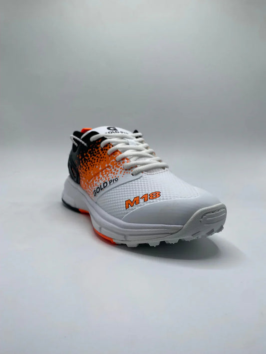 Gold Pro M18 Cricket Gripper Shoes White and Orange