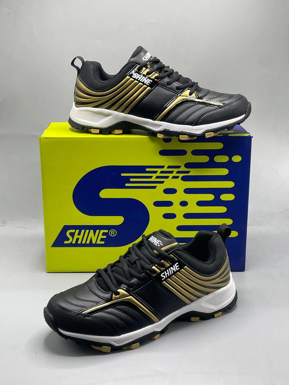 SHINE 5000 CRICKET SHOES (BLACK-GOLDEN)