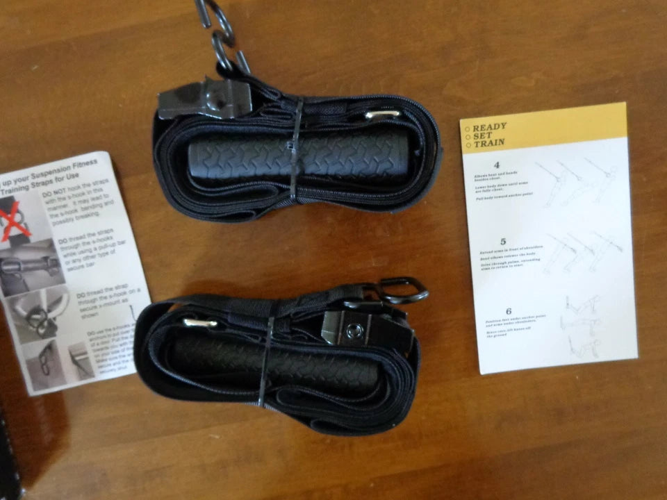 Fitness Strap Training Suspension System, Black, New, w/ MeshCarrying Bag